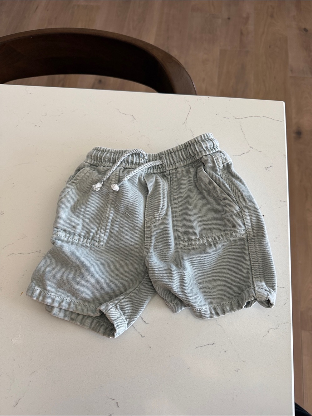 Zara Soft Light Gray Drawstring Kids Shorts